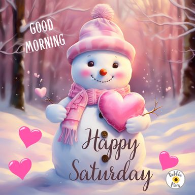 Cold Saturday Morning Quotes, Happy Sunday Winter Images, Good Morning Saturday Winter Images, Snowy Saturday, Saturday Morning Quotes, Winter Card Ideas, Morning Pic, Snowman Images, Hello Saturday