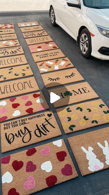 The Doormat Company | Kaitlyn Crawford on Instagram Diy Doormat Ideas, Diy Doormat, Doormat Ideas, Girls Night Crafts, Porch Mat, Custom Doormat, Home Porch, Ladies Night, Door Mats