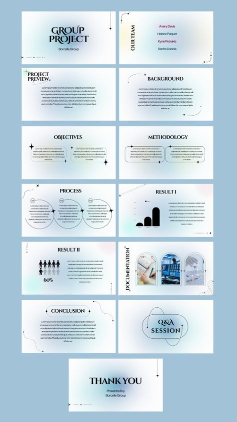 Edit this template on canva. Click the link above! Gradient Canva Template, Project Presentation, Group Project, Group Projects, Grey Gradient, Blue And Grey, Presentation Template, Presentation Design, Page Design