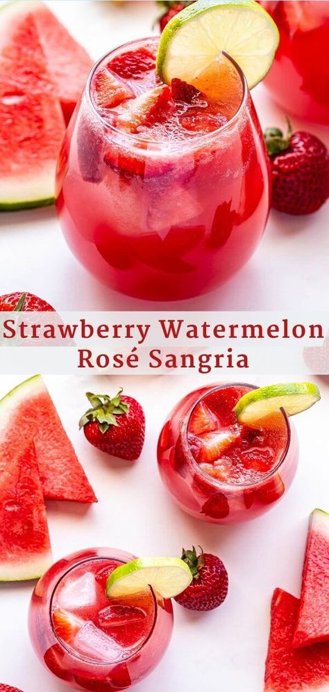 Cocktails Strawberry, Rosé Sangria, Diy Kombucha, Watermelon Sangria, Rose Sangria, Coctails Recipes, Sangria Recipe, Yummy Alcoholic Drinks, Refreshing Drinks Recipes