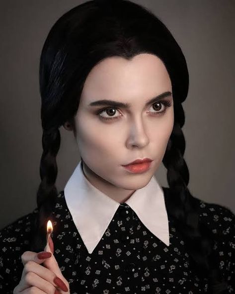 Wednesday Addams Makeup, Wednesday Halloween, Wednesday Addams Outfit, Creepy Clown Makeup, Wednesday Costume, Wednesday Addams Costume, Cute Halloween Makeup, Halloween Makeup Ideas, Halloween Makeup Scary