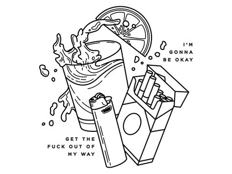 Alcohol. by Avery Muether Resistance Aesthetic, Gonna Be Okay, Bottle Drawing, Pen Drawings, Sketch Tattoo Design, Temp Tattoo, Desenho Tattoo, Tattoo Flash Art, Be Okay