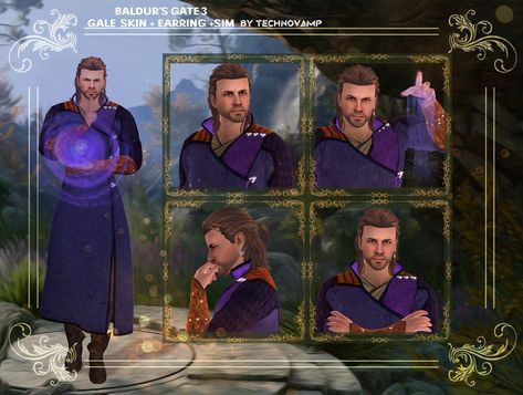 🫧✧Baldur’s Gate 3 Gale's Skin + Earring + Sim ✧🫧 | Patreon Sims Tops, Tumblr Sims 4, Baldur's Gate, Sims 4 Cc, Maxis Match, Sims 4 Mods, Sims 2, Sims 3, Sims Cc