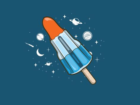 Retro Rocket Ice-lolly by Sy Davies on Dribbble Rocket Popsicles, Ice Cream Sketch, Rocket Lolly, Rocket Popsicle, Rocket Illustration, Rocket Drawing, Bomb Pops, Ice Cream Tattoo, Illustration Inspiration Ideas