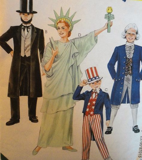 McCall's 8701 Costume Sewing Pattern.  This is a sewing pattern for a different… George Washington Costume, Uncle Sam Costume, Patriotic Costumes, Costume Sewing Patterns, Costume Patterns, Lady Liberty, Mccalls Sewing Patterns, Costume Collection, Uncle Sam