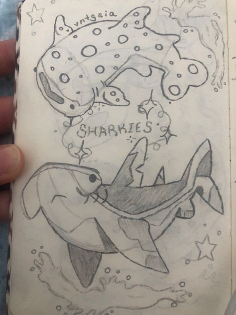 Cute Sea Creatures Drawing, Book Doodle Art, Sketch Book Doodle, Good Drawings, Beach Drawings, Book Doodle, Creepy Creatures, Fit For Life, Shark Drawing