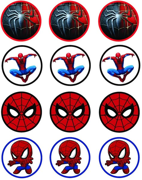 Spiderman Cupcake Toppers Printable Free, Spiderman Cupcake Topper Printable, Spiderman Printables, Spiderman Cupcake Toppers, Spiderman Topper, Spiderman Theme Party, Superhero Cupcake Toppers, Spiderman Cupcakes, Spiderman Stickers