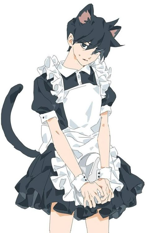 Maid Outfit, A Cat, Anime Character, Anime Boy, I Hope, Hair, Anime, Black