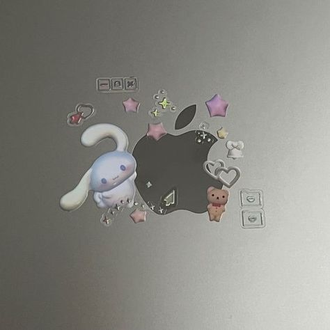 ꒰🍥 ꒱– i'm not the owner﹔☆༘⋆ ʚɞ Macbook Sticker Decor, Cute Macbook Stickers, Macbook Case Decoration, Sticker Macbook Case, Cute Deco Stickers, Decorating Laptops With Stickers, Macbook Decoration Stickers, Decorated Macbook, Macbook Decoration Ideas