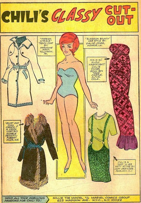 The Paper Collector: Chili's Classy Cut-Out, 1966 Millie The Model, Comic Book Paper, Comic Paper, Sunday Funnies, Newspaper Paper, Katy Keene, Book Paper, Paper Vintage, Vintage Comic Books