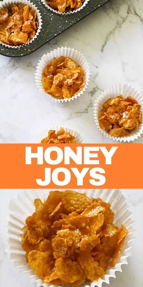 Honey Crackles Recipe, Honey Joy Slice, Honey Cornflakes Recipe, Recipes With Cornflakes Cereal, Healthy Cornflake Recipes, Cornflake Recipes Healthy, Recipes Using Cornflakes, Cornflake Crackles, Honey Snacks Easy