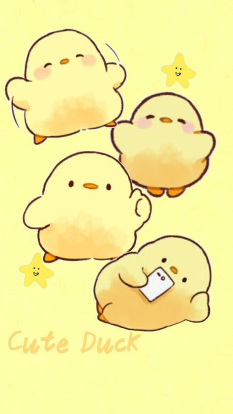 Cute Duck Wallpaper, Duck Kawaii, Duck Wallpaper, Cute Duck, Drawing Wallpaper, Cute Bookmarks, Cute Doodles Drawings, Kawaii Animals, Cute Little Drawings