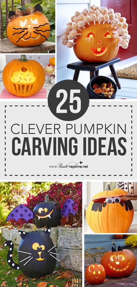 25 Clever Pumpkin Carving Ideas – Creative and adorable pumpkin carving ideas that will bring the whole family together for this favorite fall activity! #pumpkin #pumpkincarving #fall #fallactivities #halloween #halloweenactivities #diy #crafts #iheartnaptime Easy Pumpkin Carvings, Clever Pumpkin Carving Ideas, Creative Pumpkin Carving Ideas, Pumpkin Cravings, Halloween Class Party, Creative Pumpkin Carving, Easy Pumpkin Carving, Fall Activity, Pumpkin Painting Ideas