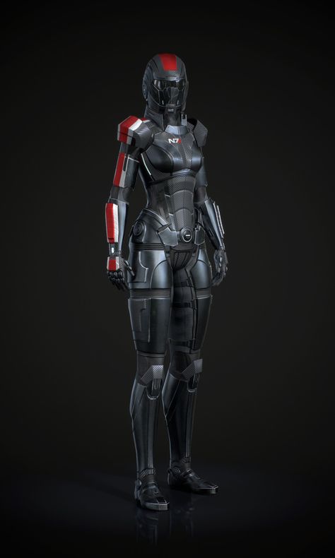 N7 armor, Maria Kondratieva on ArtStation at https://www.artstation.com/artwork/VPV9P N7 Armor, Mass Effect Games, Mass Effect Andromeda, Mass Effect Art, Power Armour, Futuristic Armour, Female Armor, Fantasy Armor, Nerd Geek