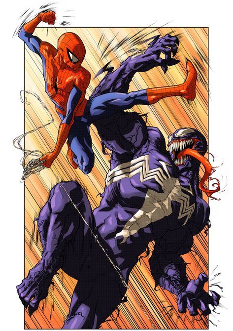 Anime Spiderman by billmund Comic Venom, Venom And Spiderman, Spider Man Vs Venom, Spiderman And Venom, Spiderman Comic Art, All Spiderman, Venom Spiderman, Spiderman Venom, Marvel Comics Covers