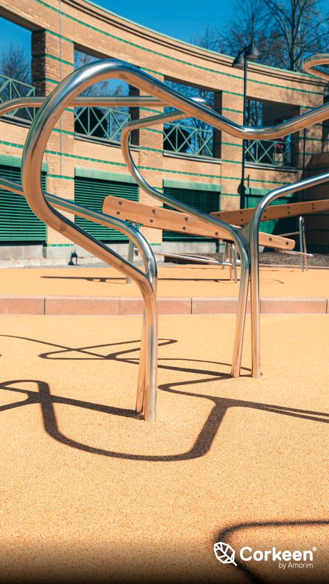 You can find this Corkeen Playground in Solna, Sweden, as an eco-friendly project with 118m2, made by our local Brand Master Nordic Surface. #cork #corkeen #playground #sustainability #architecture #construction #brandmaster #partnership Sustainability Architecture, Architecture Construction, Circuit, Sweden, Cork, Sustainability, The Neighbourhood, Eco Friendly, Gym