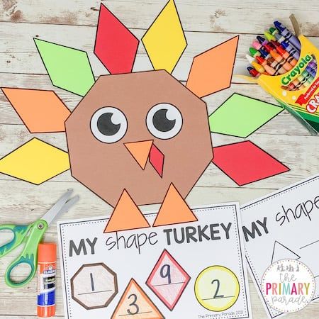 Thanksgiving Shape Activities, Shape Turkey, Kindergarten Thanksgiving Crafts, Turkey Math, Turkey Theme, Prek Activities, Turkey Ideas, Thanksgiving Activities Preschool, Thanksgiving Turkeys