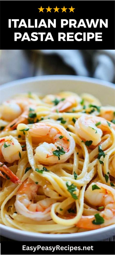 Looking for a quick and scrumptious meal? This Easy Italian Prawn Pasta Recipe checks all the boxes! Perfect for a busy weeknight, it's packed with flavor and ready in a flash. With succulent prawns, delicious Italian herbs, and a simple yet delightful sauce, this pasta dish is sure to impress. Serve it with a fresh side salad or some garlic bread for a complete meal. Get ready for dinner in just 30 minutes with these amazing ingredients to elevate your favorite Italian dish. Prawns With Pasta, Pasta Prawn Recipe, Prawn And Pasta Recipes, Prawn Recipes Pasta, Prawn Pasta Recipes, Pasta Shrimp Recipes, Shrimp Recipes Pasta, Prawn Pasta Recipe, Pasta With Prawns