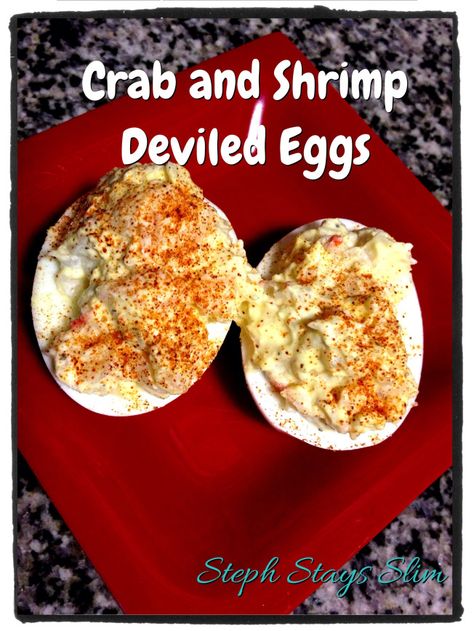 crab and shrimp deviled eggs Shrimp Deviled Eggs Recipes, Seafood Boil Inspired Deviled Eggs, Seafood Deviled Eggs Crab Meat, Fried Deviled Eggs With Shrimp, Deviled Crab Recipe, Crab Deviled Eggs Recipe, Shrimp Deviled Eggs, Keto Deviled Eggs, Deviled Eggs Recipe Easy