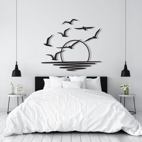 PRICES MAY VARY. 【Seagulls Wall Art】This is a sunrise and sunset seagull metal decoration, the collision of animals and natural scenery, so that you can match your room at will, no matter where you decorate at home, you can add a lot of nautical art to your room and improve the family atmosphere 【Perfect Gift】Treat special people, such as family, friends, neighbors and acquaintances, with this ideal family wall sculpture gift to commemorate the wedding, relocation, newborn, mother, father's day Outside Wall Art, Sunset Decor, Ideal Family, Origami Cranes, Wall Art Metal, Plaster Art, Origami Crane, Nautical Art, Family Wall