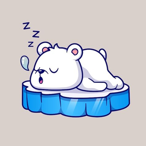 Sleeping Bear Drawing, Cute Sleeping Cartoon, Sleep Illustration, Sleep Drawing, Polar Bear Paint, Sleep Cartoon, Polar Bear Cartoon, Polar Bear Illustration, Bear Sleeping