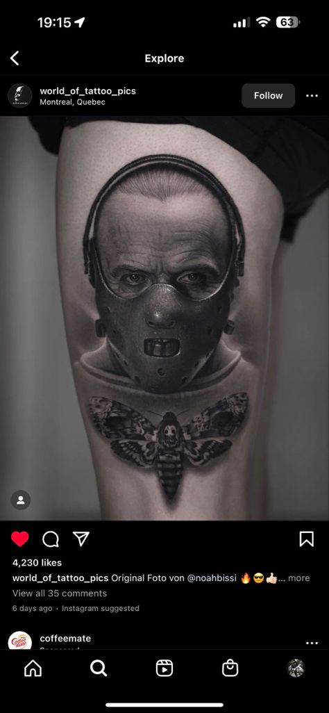 Hannibal Lector Tattoos, Hanibal Lector Tattoo, Hannibal Tattoo Ideas, Hannibal Lecter Tattoo, Silence Of The Lambs Tattoo, Hanibal Lector, Anthony Hopkins Hannibal Lecter, Hannibal Tattoo, Hannibal Lector