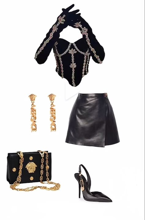 Versace Outfit Women, Versace Aesthetic, Outfit Feminine, Clueless Outfits, Concert Fashion, Versace Fashion, Smart Outfit, Versace Outfit, Performance Outfits