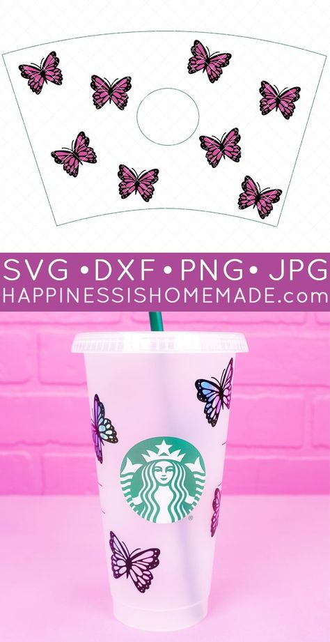 10 FREE Butterfly SVG files for Cricut, Silhouette, or Glowforge to make all kinds of awesome projects like this butterfly tumbler wrap! . Cricut Designs For Tumblers, Free Svg Starbucks Cup, Vinyl Starbucks Cup Ideas, Butterfly Cricut Projects, Cricut Starbucks Cup Template, Free Tumbler Wrap Svg, Tumbler Svg Designs Free, Butterfly Svg Free Cricut, Free Svg Files For Starbucks Cups Butterfly Svg Free Cricut, Starbucks Cup Template, Cricut Starbucks Cup, Starbucks Cup Vinyl, Free Butterfly Svg, Butterfly Cricut, Svg Designs Free, Designs For Tumblers, Cricut Free Svg Files