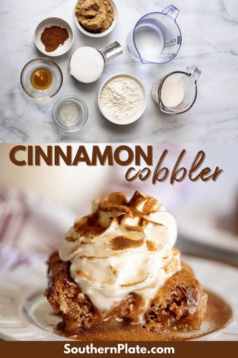 Quick Cinnamon Desserts, Cinnamon Cobbler Recipes, Cinnamon Pudding Cake, Cinnamon Trifle, Vanilla Cobbler, Cinnamon Roll Cobbler, Recipes With Cinnamon, Cinnamon Cobbler, Moist Cinnamon Cake