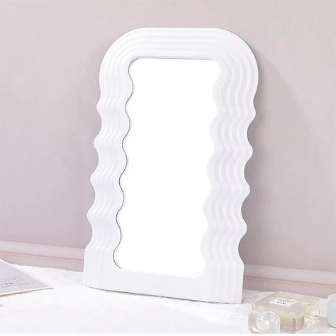 Transform your beauty routine with the Tstarer White Wave Vanity Mirror! #VanityMirror #MakeupMirror #BeautyEssentials #HomeDecor #DressingTable #GlamorousStyle #WallMountedMirror #TabletopMirror #DecorativeMirror #ElegantDesign #FunctionalArt #BathroomMakeover #SelfCareSunday #GlamRoom #BeautyInspiration #MakeupLovers #InteriorDesignIdeas #HomeOrganization #BeautyRoutine #MakeupAddicts #PinterestSEO" Ultrafragola Mirror, Dresser In Living Room, Danish Pastel Aesthetic, Wavy Mirror, Beauty Mirror, Led Makeup Mirror, Danish Pastel, Cosmetic Mirror, Desktop Decor