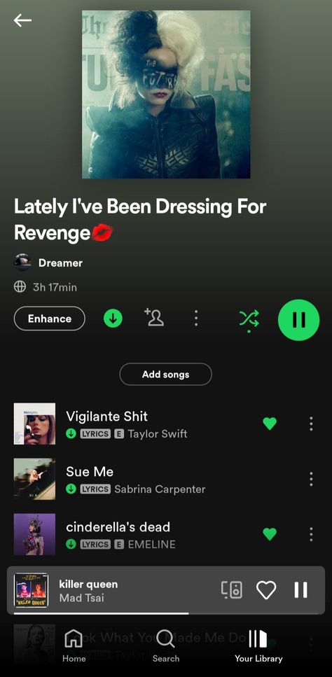 Songs About Revenge, Revenge Songs Playlist, Lately Shes Been Dressing For Revenge, Revenge Song Lyrics, Revenge Makeup Looks, Revenge Playlist, Revenge Songs, Makeup Playlist, Revenge Makeup