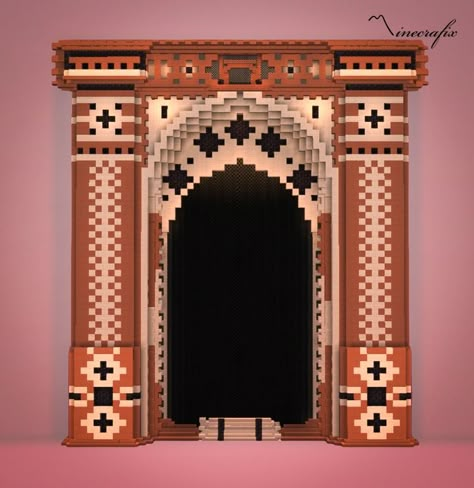 For More Check Out My Link In Bio Minecraft Pillar Ideas, Minecraft Gateway, Minecraft Doorway, Minecraft Pillar, Minecraft Pillar Designs, Minecraft Archway, Minecraft Door, Gateway Design, Minecraft Museum