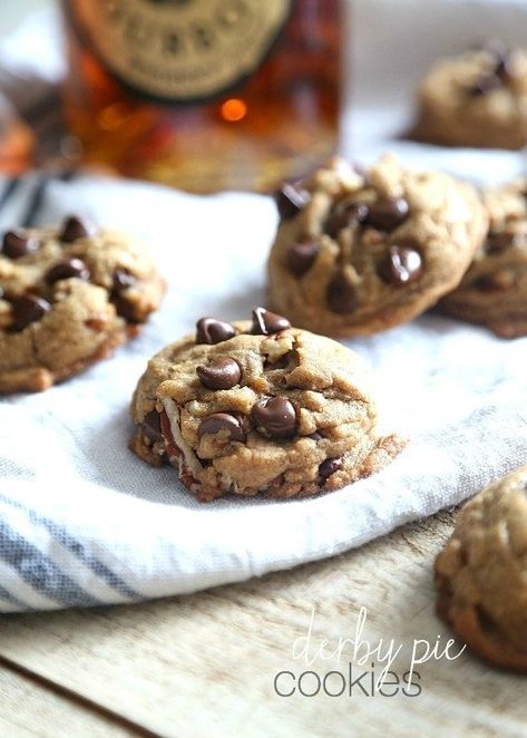 Browned Butter Bourbon Chocolate Chip Cookies | Cookies and Cups Derby Pie Cookies, Derby Pie Recipe, Brown Butter Bourbon, Bourbon Cookies, Butter Bourbon, Pecan Chocolate Chip Cookies, Kentucky Derby Pie, Bourbon Chocolate, Popular Pies