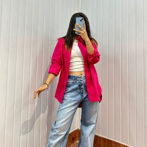 Pink Oversized Shirt sold❌ Bust - Upto 40 Length- 33 Price-₹450 Free Shipping Dm to book Pink Oversized Shirt Outfit, Pink Oversized Shirt, Black Dress Outfit Party, Affordable Clothing Online, Oversized Shirt Outfit, Black Dress Outfits, Affordable Clothes, Online Clothing Stores, Oversized Shirt