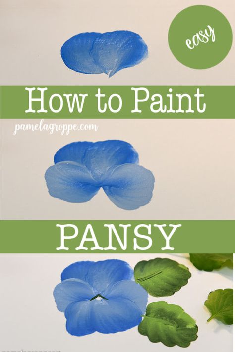 easy Beginner friendly how to paint a pansy. Step by step with a free video for you to follow along with. Paint pansies on DIY signs, crafts, wrapping paper, canvas paintings and more. Switch up the colors. #easypainting #onestroke #diycrafts Acrylics Tutorial, Pansy Painting, Paint A Canvas, Blue Pansy, Easy Flower Painting, Acrylic Painting Flowers, Acrylic Painting Techniques, Acrylic Painting Tutorials, Simple Acrylic Paintings