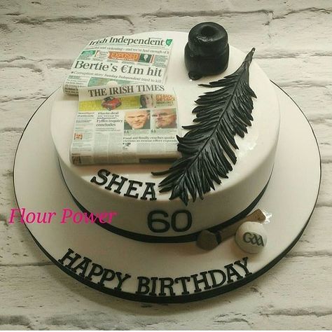 Newspaper Cake Ideas, Newspaper Cake, Mark Birthday, Pen Cake, New Cake Design, 70th Birthday Cake, Best Edibles, Edible Image Cake, New Cake