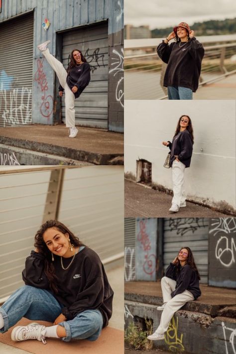 Senior Picture Street Style, Downtown Photoshoot Streetwear, Sneaker Head Senior Pictures, Senior Picture Ideas Streetwear, Street Wear Senior Pictures, Streetwear Senior Pictures, Skater Senior Pictures, Cityscape Senior Pictures, Senior Pictures Outfits City