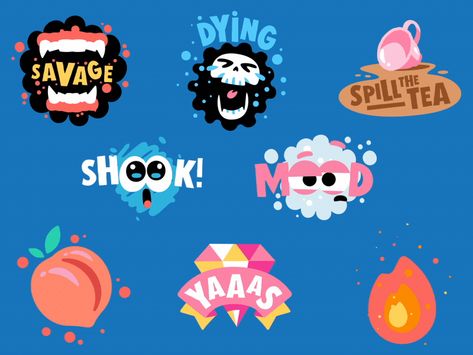 Animation Studio Logo Ideas, Stickers Animation, Animation Sticker, Sticker Animation, Animated Stickers, Stickers Graphic Design, Sticker App, Book Illustration Layout, Emoji Design