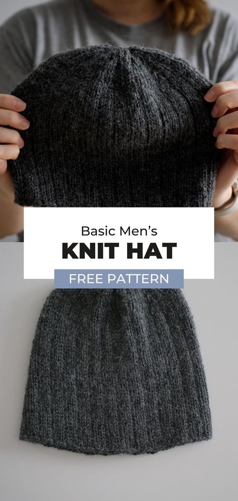 Free Mens Beanie Knitting Patterns, Men Knitted Hat Free Pattern, Men’s Hat Knitting Pattern, Basic Knit Hat Pattern Free, Knit Mens Hat, Mens Hat Knitting Pattern, Seed Stitch Cowl, Mens Knit Beanie, Quick Knitting Projects