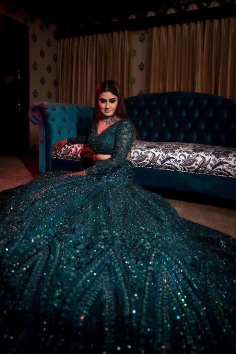 If you are looking for more such bridal lehengas in the hues of Green, head to our blog for more Ideas. Click on the link attached below.  #indianwedding #shaadisaga #intimatewedding #bridallehenga #bridalfashion #greenlehenga #pastelgreenlehenga #embroideredlehenga #weddinglehenga #indianweddingtrends Engagement Dress For Bride, Indian Wedding Gowns, Wedding Lehenga Designs, Indian Bride Outfits, Bridal Lehenga Collection, Designer Bridal Lehenga, Indian Bridal Dress, Indian Gowns Dresses, Indian Bridal Fashion