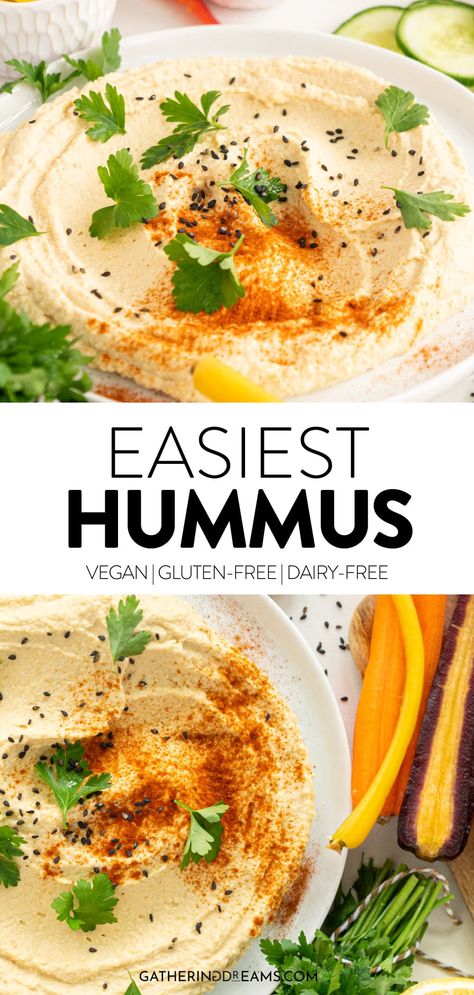 Roasted Garlic Hummus Recipe, Creamy Hummus Recipe, Best Hummus Recipe, Healthy Hummus, Easy Hummus Recipe, Hummus Recipe Homemade, Recipe For Beginners, Easy Mediterranean Diet Recipes, Easy Hummus