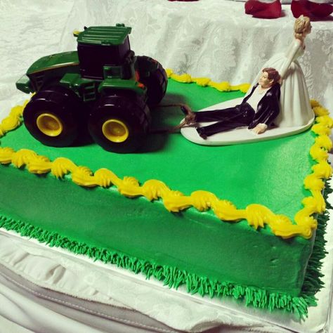 Grooms Cake Tractor, Farmer Grooms Cake, Tractor Grooms Cake, John Deere Wedding, Tractor Wedding, Groom Cakes, Grooms Table, Madison Wedding, Groom Cake