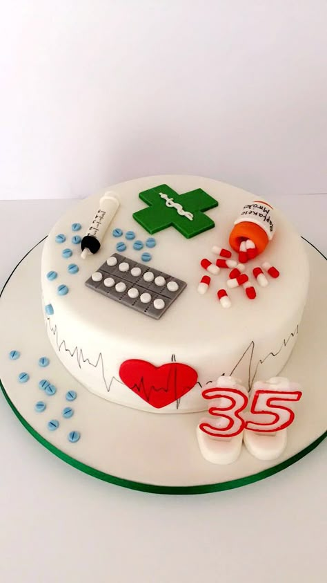 Cake Designs For Doctors, Medicine Cake Design, Pharmacy Cake Design, Pharmacy Cake Ideas, Pharmacist Cake Ideas, Medical Theme Cake, Doctor Cake Ideas, Medicine Cake, Doctor Theme Cake