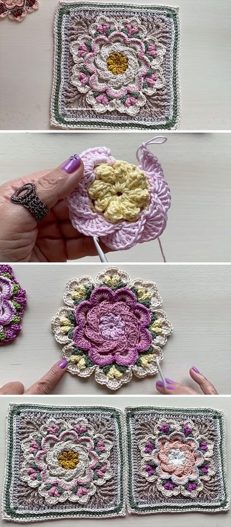 Crochet 3d Petal Granny Square Tutorial - Crochet & Knit by Beja - Free Patterns, Videos + How To Crochet Music, Classic Granny Square, Crochet Book Cover, Crochet Baby Projects, Loom Crochet, Granny Square Tutorial, Crochet Videos Tutorials, Granny Squares Pattern, Granny Square Crochet Pattern