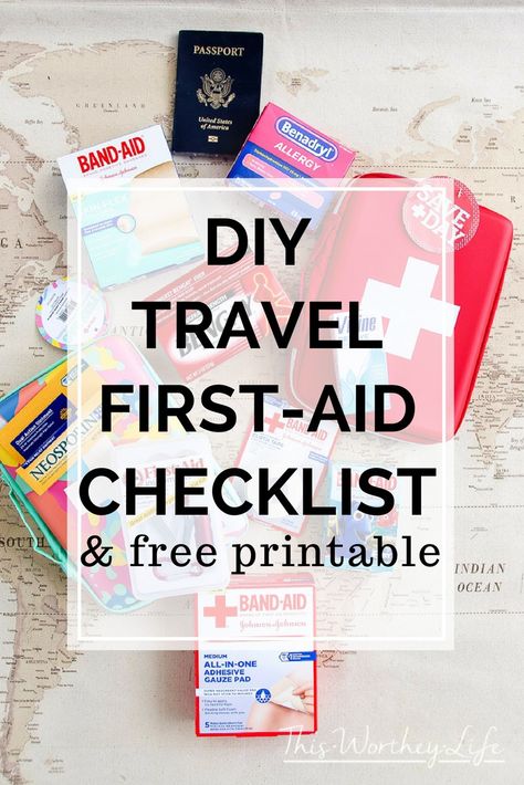 First Aid Kit Items, Travel Medicine Kit, First Aid Kit Travel, First Aid Kit Checklist, Diy First Aid Kit, Medicine Kit, Cruise Packing Tips, Mini First Aid Kit, Emergency Binder