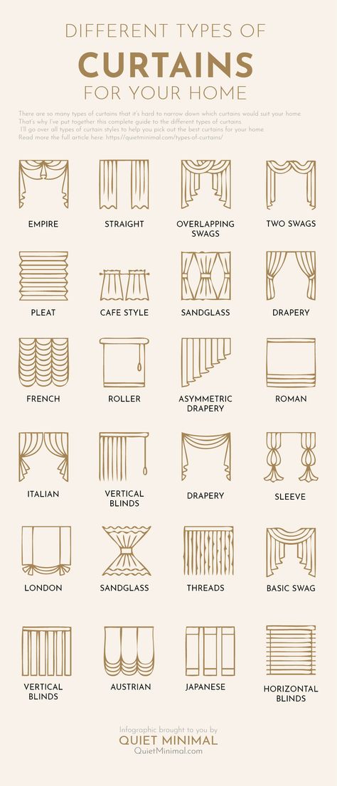 Types Of Curtains Style, Curtain Designs For Bedroom, Interior Design Basics, Curtains Style, Interior Design Principles, Curtain Styles, Plain Curtains, Bed Design Modern, Interior Design Guide