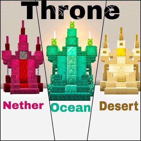 Throne Ideas Minecraft, Throne In Minecraft, Building Ideas For Minecraft, Minecraft Throne Chair, Throne Minecraft Ideas, Minecraft Throne Design, Game Of Thrones Minecraft, Minecraft Throne Ideas, Throne Minecraft