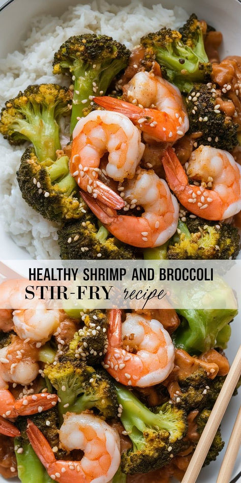 This Healthy Shrimp and Broccoli Stir-Fry is packed with flavor and nutrition! Quick, easy, and filled with fresh shrimp and crisp broccoli, it’s the perfect weeknight dinner. Easy Stir Fry Recipes Shrimp, Garlic Shrimp Stir Fry Recipes, Shrimp Broccoli Stir Fry Healthy, Broccoli Ideas Healthy, Sauteed Shrimp And Broccoli, 21 Day Fix Shrimp Recipes, Shrimp Stir Fry Recipes Healthy, Healthy Shrimp Recipes Dinner, Low Fat Shrimp Recipes