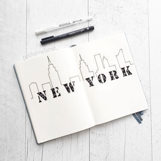 Cover page trip to New York City in my Bullet Journal.  Mélanie (@petitemelanie_) • Photos et vidéos Instagram Travel Journal Cover, Travel Journal Scrapbook, Voyage New York, Journal News, Trip To New York, Bullet Journal Themes, Journal Themes, Jackson Pollock, Bullet Journal Ideas Pages