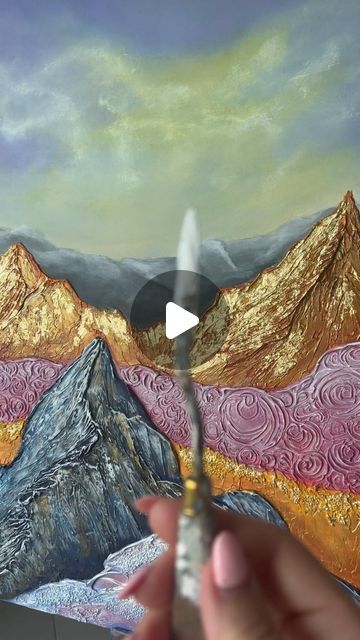 artist Yuliia Kiselova on Instagram: "«Gold of Mountain Peaks».
(50x70
Texture, acrylic, gold leaf)

This impressive painting conveys the grandeur and mysticism of a mountain landscape drowned in bright summer colors, creating a sense of uncertainty and mystery.
⛰️ Relief and the golden glitter of the peaks create an
atmosphere of mystery, reflecting the beautiful play of light and shadow.
 ☝️ Write to contact me and order this
unique beauty.
And know that this work is done with soul, because it is painted by an artist, not printed on a cold press.
Shipping worldwide 🌍

#art #artgallery #artwork #arttextures #textureartist #texturing #texturedpainting #buyart #artbuy #buypainting #decorarte #artmountain #artexhibition #artemontagna #montagne_my_life #montagneart #mountainart #mountainartw Gold Mountain Painting, Bright Summer Colors, Mountain Peak, Golden Glitter, Mountain Paintings, Mountain Art, Unique Beauty, Buy Paintings, Mountain Landscape